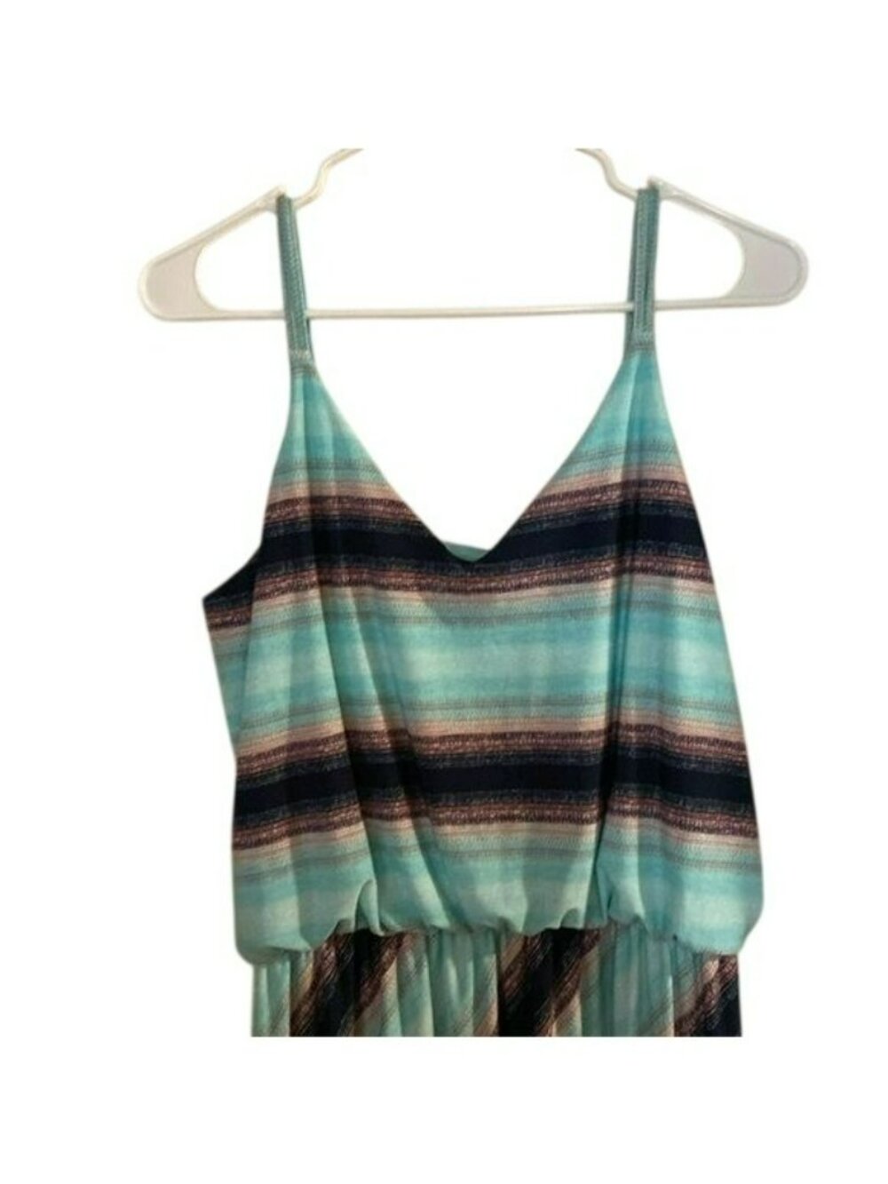 Maurices 24/7 Striped Maxi Dress Spaghetti Straps V-Neck Elastic Waist Size S - Picture 6 of 8